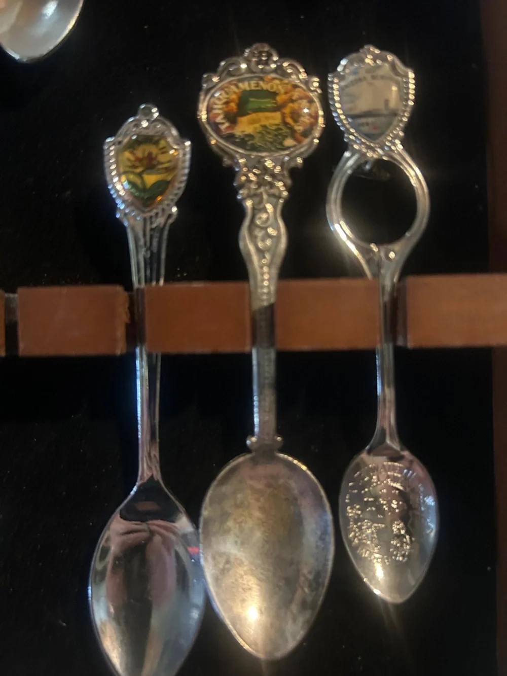 Collector’s Display Case of Decorative 26 Souvenir Spoons